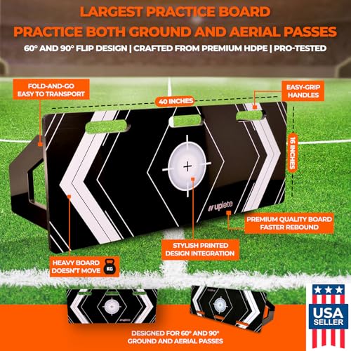 Portable Soccer Rebounder Board - Dual Angle Training Wall for Passing & Shooting - Large Surface Area - size: 40x16 Inch