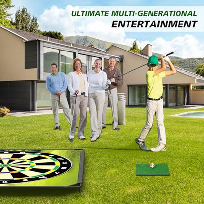 BaiYuan Portable Golf Chipping Game Set for Dads & Junior Golfers, Indoor, Outdoor Backyard & Lawn Fun with 24 Sticky Balls, Putting Mat, 2 Putter & Carry Bag - Family Golf Gifts - size: 65"x65"