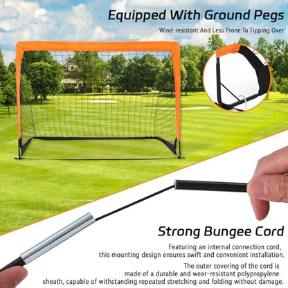 2-Pack 4’ x 3’ Soccer Goals for Backyard, Pop Up Folding Soccer Goal Net for Indoor or Outdoor, Practice Mini Soccer Goals for and Youth, Training Football Net with Carry Bag