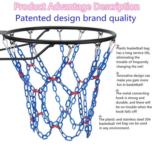 Basketball Net Replacement Heavy Duty,Resin Material, Anti-Rust Use Indoor Outdoor Standard 12-Ring Basketball Hoop