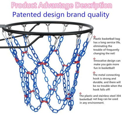 Basketball Net Replacement Heavy Duty,Resin Material, Anti-Rust Use Indoor Outdoor Standard 12-Ring Basketball Hoop