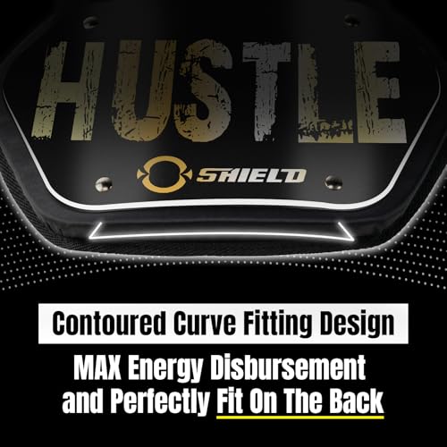 O Shield Golden Cross Chrome Football Back Plate, Lower Back Pads for Football Players, Rear Protector, Cross Series - size: Youth (Weight less than 180 Pounds), style: Hustle Black