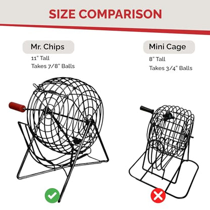 MR CHIPS Professional 11" Steel Bingo Cage Only – Fits 7/8" Bingo Balls (Not for 3/4" Balls or 38mm Ping Pong Balls) – Mysterious Black - color: Mysterious Black Bingo Cage Only