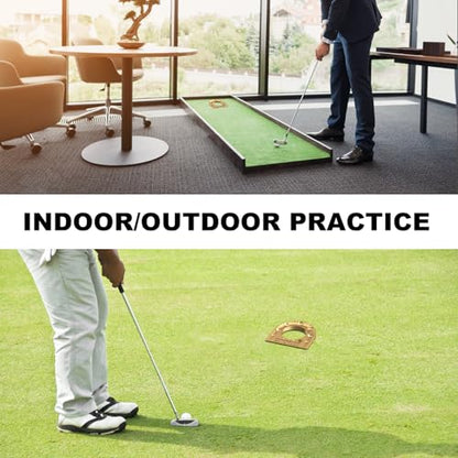 MAZEL Golf Putting Cup Hole Accuracy Trainer - Anodized Milled Aluminum Alloy Putting Training Aid for Indoor Outdoor Practice, with Carry Bag - color: Gold