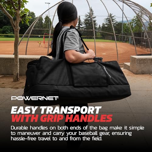 PowerNet Pro Duffle Bag, Softball Baseball Bag, Baseball Gear Bag, Baseball Bat Bag with Internal Bat Sleeves, Baseball Bags with Padded Strap & Pockets - style: Bat Vault Duffle Bag