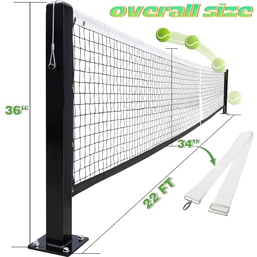 Seliyoo Professional Pickleball Net System for Tournament Courts -22FT Regulation Heavy Duty Carbon Steel Posts with Premium Cast Brass Winder,Handle,Pulley - Indoor/Outdoor Surface Mount - color: Graphite