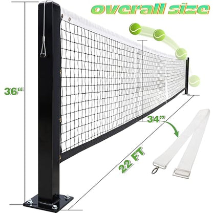 Seliyoo Professional Pickleball Net System for Tournament Courts -22FT Regulation Heavy Duty Carbon Steel Posts with Premium Cast Brass Winder,Handle,Pulley - Indoor/Outdoor Surface Mount - color: Graphite