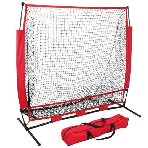 Nova Microdermabrasion 5x5ft Baseball & Softball Net with Bow Frame, Batting Tee - Portable Practice Net for Hitting and Pitching with Carry Bag and Backstop Screen - Great for All Skill Levels - style: Baseball Net Only