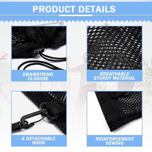 KAEGREEL Drawstring Soccer Bag Basketball Backpack for Kids Teens, Foldable Sports Bags Detachable Ball Mesh Bag for Gym Yoga Football Baseball - color: Black