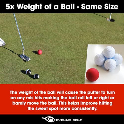 EyeLine Golf Weighted Heavy Putting Ball of Steel, Silicon Padding, Instant Feedback, Training Aid, 5X Weight of Standard Ball, Hitting The Sweet Spot, Consistent Improvement