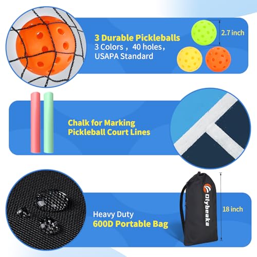 Mini Pickleball Net for Beginners Pros, Half Court Small Size Portable Pickleball Net for Driveway Backyard Outdoor Indoor with 3 Pickleballs Carry Bag, Chalk (Blue, 5ft)