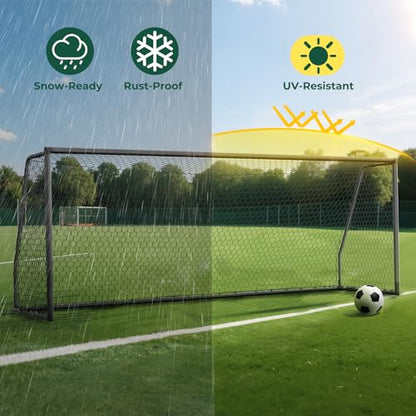MOPHOTO Soccer Goal, 6X4/8x6/10x6.5/12x6/16x7/18.5x6.5/21x7/24x8ft Soccer Goals for Backyard, Full Size Soccer Goal for Teens & Adults Training - size: 18.5x6.5FT, style: Alu-Grey