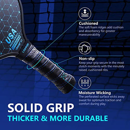 2026 Upgraded Uteeqe Pickleball Paddles Set of 2, Graphite, 14mm Thermoformed One-Mold, Semi-Textured for Extra Grit & Spin, Lightweight, USAPA Approved, Non-Slip, 4.25Inch Grip with Carry Bag & Balls