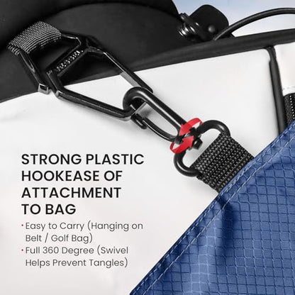 FINGER TEN Golf Pouch Bag for Valuables Tee Color with 4 Golf Pencil Pack, Zippered Pocket Gear Clip Hook to Bag - color: Blue Pouch Bag