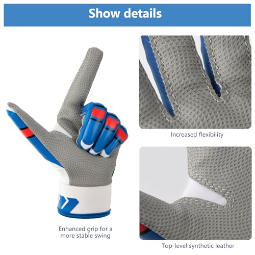 Goporoy Super-Grip Youth Baseball Batting Gloves for Kids, Ergonomic Design for Boys and Girls, Enhanced Protection & Optimal Performance