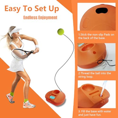 Tennis Practice Rebounder Tennis Trainer Set with String 3 Replacement Rebound Balls Solo Tennis Trainer Tennis Practice Training Tool Portable Tennis Practice Equipment