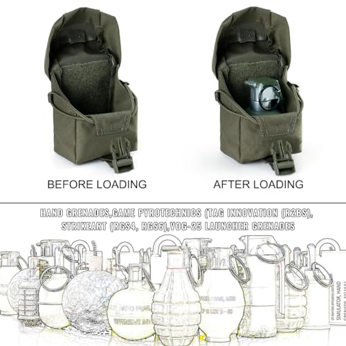 IDOGEAR Tactical Frag Grenade Pouch MOLLE Tool Pouch Ultility EDC mini Waist Storage Bag with Adjustable Function - color: Ranger Green