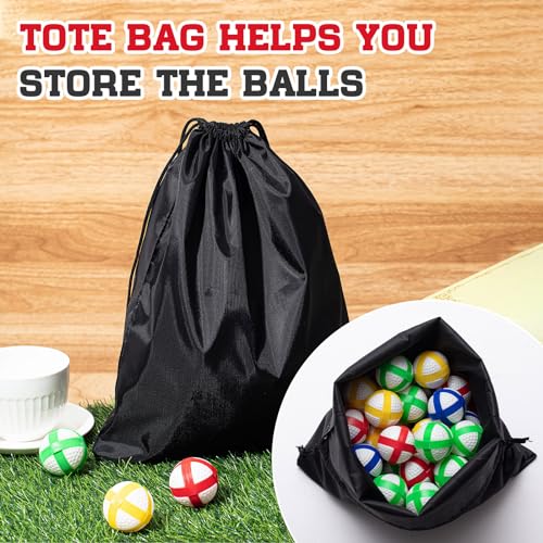 Simgoing 60 Pcs Mini Sticky Golf Balls for Fabric Dart Board, Dart Hook and Loop Balls Safe Sport Game Accessories with Storage Bag for Teens Indoor Outdoor Party Games
