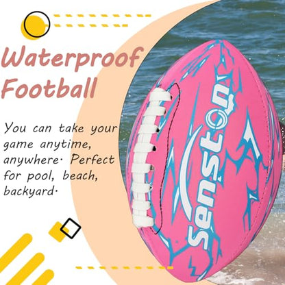 Senston Waterproof Durable Football for Pool 9.25 Inch Pool Football for Swimming Neoprene American Footballs - color: Pink