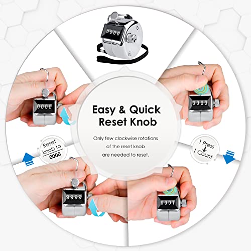 KTRIO Metal Handheld Tally Counter, 4-Digit Number Clicker Counter, Hand Mechanical Pitch Counters for Coaching, Knitting, People, Lap, Fishing, Golf and Row - style: 2 Pack