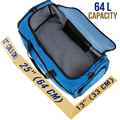Athletico Sideline Soccer Duffle - Soccer Bag for Basketball, Volleyball & Football | Duffel Includes Separate Cleats Compartment For Men & Women (Blue)