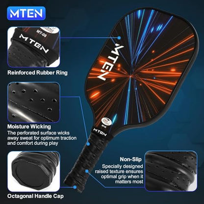 Pickleball Paddles Set of 2 or 4, or Single Paddle – USAPA Approved Fiberglass Surface Pickleball Rackets Set for Men & Women - color: Black Red*2