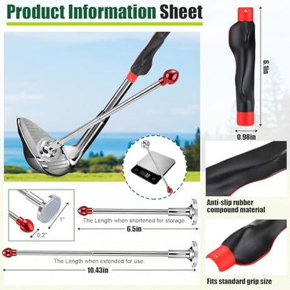 Sanwuta Golf Club Training Set Golf Alignment Sticks and Grip Trainer Alignment Rods with Telescopic Magnetic Corrector Swing Trainer Aid Tools for Posture Correct and Enhance Precision
