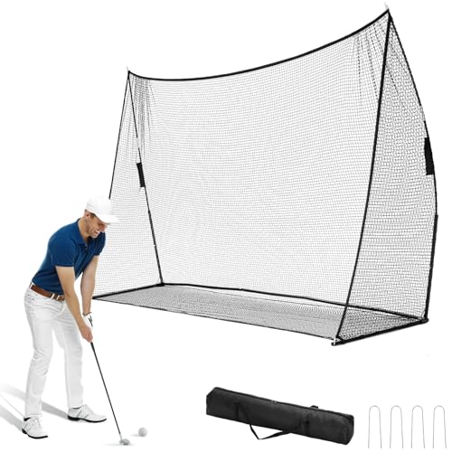 DUMOS Golf Net for Backyard, 10x7 ft Golf Practice Net with Frame, Outdoor Indoor Hitting Net, Personal Driving Range for Home Garage, Sturdy Training Equipment Aids for Swing