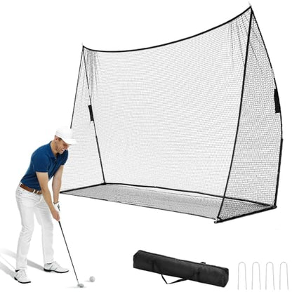 DUMOS Golf Net for Backyard, 10x7 ft Golf Practice Net with Frame, Outdoor Indoor Hitting Net, Personal Driving Range for Home Garage, Sturdy Training Equipment Aids for Swing