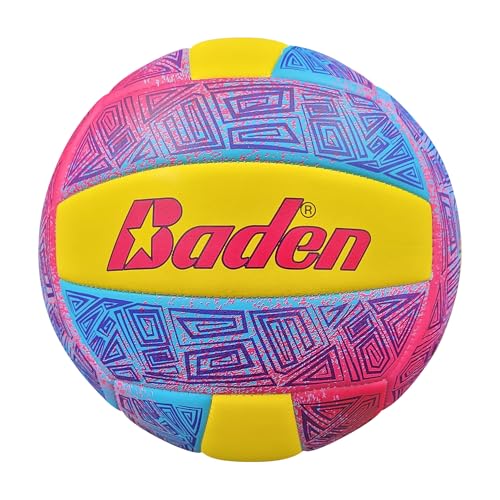Baden | Fun Design | Official Size & Weight Indoor & Outdoor Volleyball | Bright & Beachy! Soft Touch Synthetic Leather, Durable Stitching |All Ages & Skill Levels