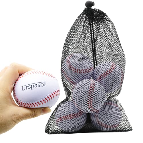 Soft Baseballs 6 Pack Foam Baseballs 9 inch with Mesh Bag for Youth Teenager Players Soft Tballs Training Foam Ball for Safe Throwing, Catching Fielding,Pitching,and Batting Practice