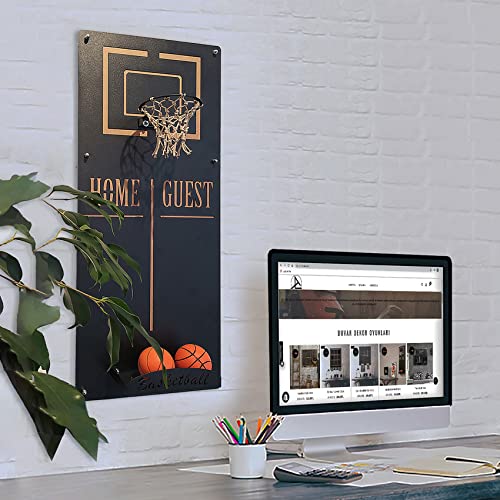 Basketball Hoop Metal Wall Decor, Wall Mounted Game Room Office Playroom Wall Art, Basketball Gifts, Office Decor, Extraordinary Gift (Basketball, Craft, Small)