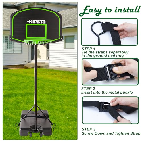 Basketball Goal Anchor Tie Down Kit High Wind Basketball Hoop Anchor for Secure Durable Court Setup Heavy Duty Trampoline Anchor Kit with Adjustable Strap for Mounting Trampoline Swing Tent - size: 2 Anchor and 1 Adjustable Strap