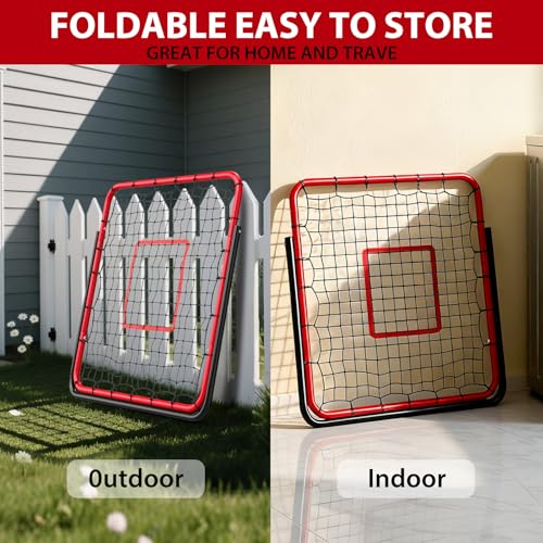 Garvee Soccer Baseball Rebounder Adjustable Soccer Goal and Bounce Back Net with Steel Frame Multi-Sport Training Equipment for Control Passing Practice Easy Setup Teens Adults