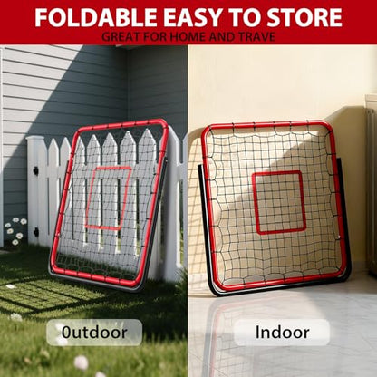 Garvee Soccer Baseball Rebounder Adjustable Soccer Goal and Bounce Back Net with Steel Frame Multi-Sport Training Equipment for Control Passing Practice Easy Setup Teens Adults