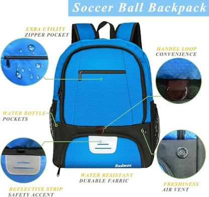Soccer Ball Bag-Backpack for Basketball,Volleyball with Cleat Shoes and Ball Compartment for Sports Team,Trainning - color: Blue