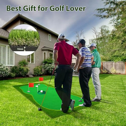 Nice C Putting Green Indoor, Putting Green, Golf Simulators for Home, Golf Putting Mat, Putting Mat Putting Green Outdoor, Challenge Putting Cup, 3 Holes, Flags, and Slope - style: Rectangle 5 x 12 Ft Green
