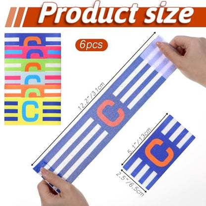 6PCS Soccer Captain Armband, Adjustable Elastic Arm Bands for Football Basketball Player, Nylon Wristband for Adult Youth