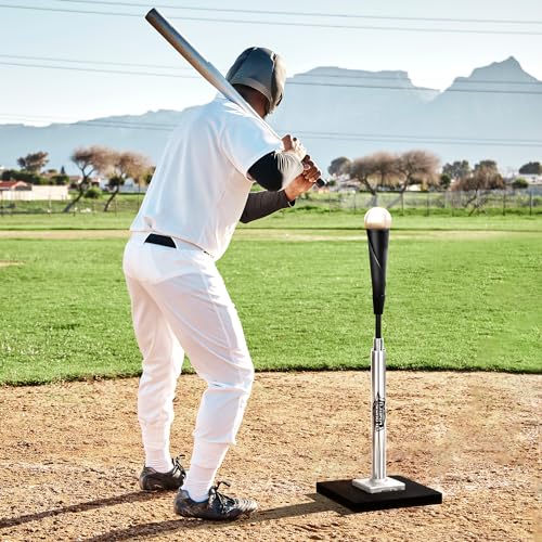 PLAYAPUT Baseball Batting Tee - Professional Hitting Tee for Baseball/Softball with Weighted Base,Flexible Rubber Top, Premium Aluminum Baseball Tee, Easy Adjust Height 24-46 inches For Kids or Adults