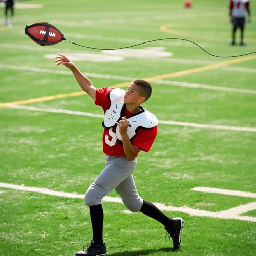 TOBWOLF American Football Throw Trainer, Youth Football Practice Equipment Improve Throwing & Catching, Pass Back Trainer Football Net Indoors/Outdoors Fit Official Size