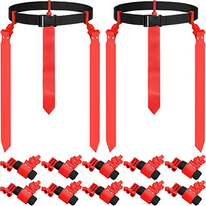 Hungdao 10/12 Players Flag Football Belts and Flags Adjustable Football Belts for Kids Teens Adults Team Training Sport Event - color: Red