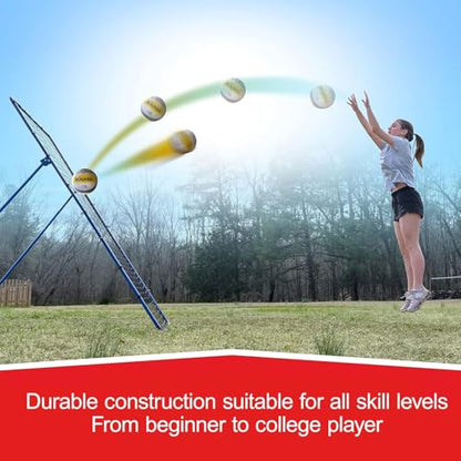 7x4 Ft Volleyball Rebounder Net, Adjustable Pitchback Trainer for Solo Fielding, Volleyball Training Equipment, Bounce Back Net for Volley Ball Practice