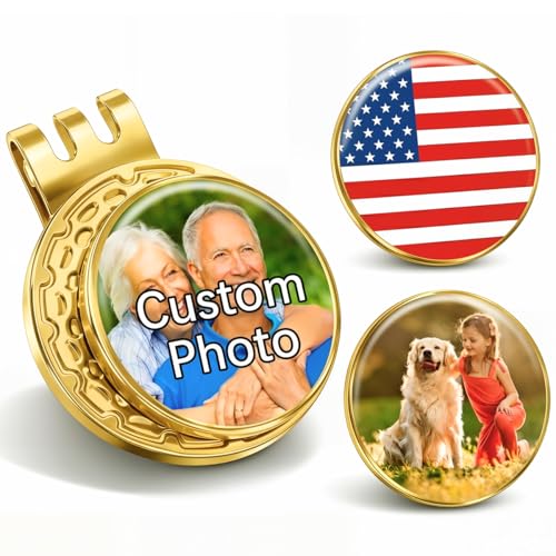 Custom Golf Ball Marker Hat Clip, 3Pack Personalized Magnetic Ball Marker, Golf Accessories for Men & Womens, Golf Gifts for Golfers - color: Gold