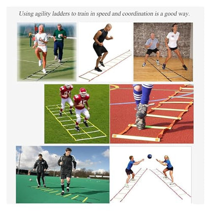 Agility Ladder Cones Football Training, Speed Agility Training Set, for Indoor/Outdoor Personal Training - size: 3m