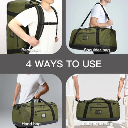 100L Extra Large Travel Duffle Bag Backpack for Men, 3 in 1 Sports Duffel Bags W/Adjustable Shoulder Strap & Dividers Gym Equipment/Gear Weekend Overnight Bag for Trip Camping Hiking, XL Green - color: Green