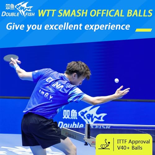 DOUBLE FISH Ping Pong Balls White ITTF Approval Professional 3-Star Ping Pong Ball WTT Smash Offical Table Tennis Balls 40+ABS Training Balls Lin Gaoyuan Training Competition