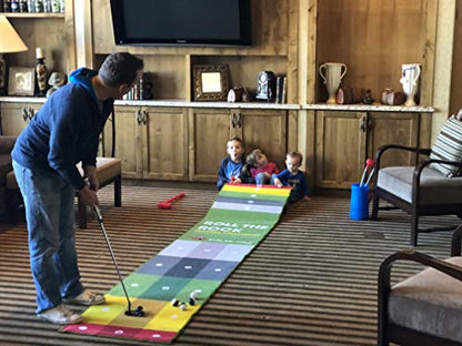 EyeLine Golf - Roll The Rock Putting Mat - Have Fun Perfecting Stroke, Alignment, Speed Control, Visualization, Consistency - Outdoor-Indoor-Compact - color: 10-Foot Putting Challenge