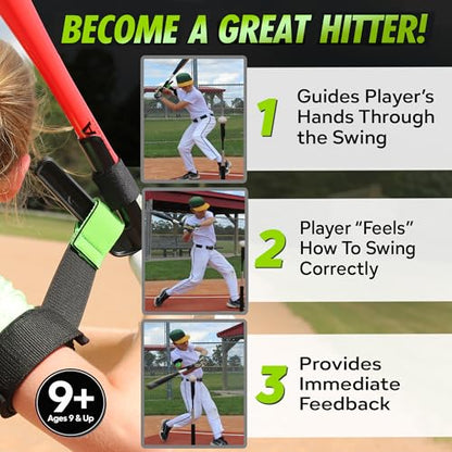 SWINGRAIL Baseball/Softball Hitting Trainer – Swing Trainer Aid for Batting & Hitting Practice – Baseball Training Equipment to Improve Bat Speed, Swing Mechanics, Contact & Timing – For Ages 9 and Up