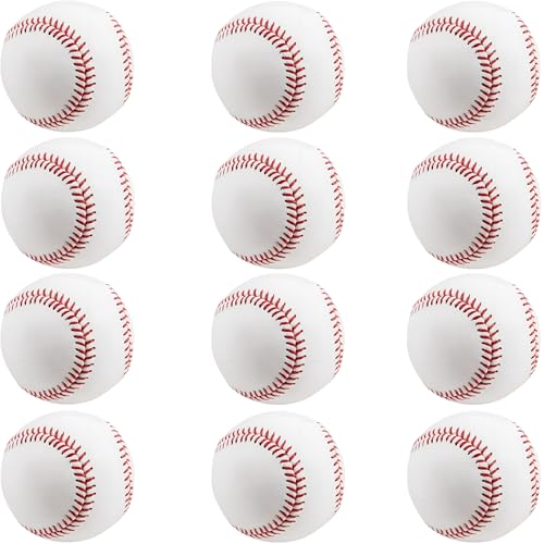 Rarapop Blank Standard Baseball Balls, Official Size 9 Inch Leather Covered Practice Baseball Training Ball for League Play, Pitching, Hitting, Batting, Fielding, Autograph - style: Soft-12pack
