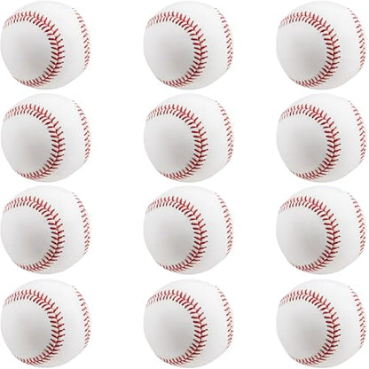 Rarapop Blank Standard Baseball Balls, Official Size 9 Inch Leather Covered Practice Baseball Training Ball for League Play, Pitching, Hitting, Batting, Fielding, Autograph - style: Soft-12pack